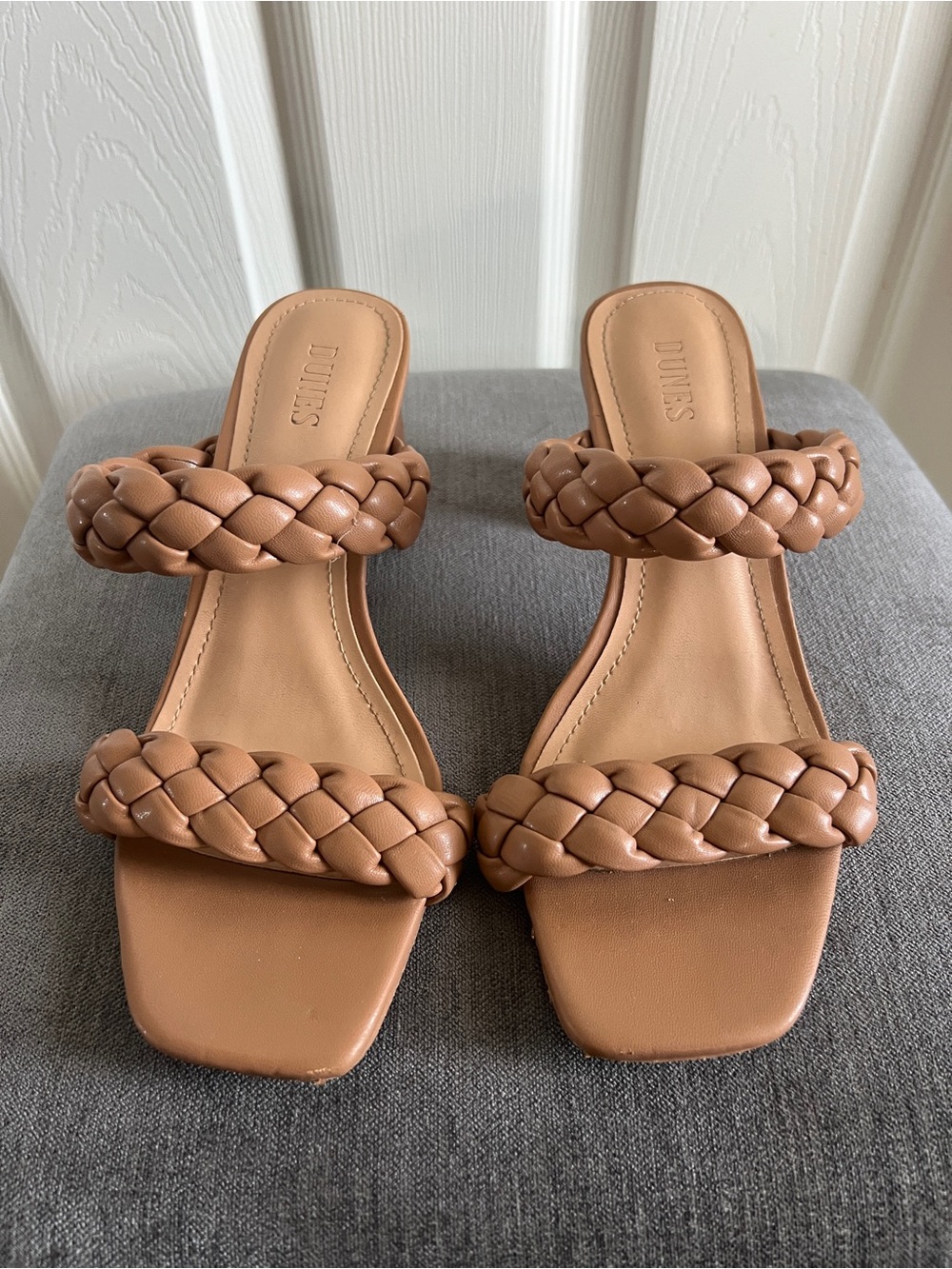 Braided Double-Strap Nude Sandals